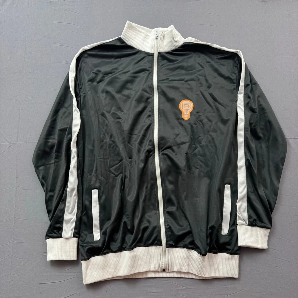 33 NYC Mens Track Jacket XXXL Black‎ White Full Zip Orange Graphic Lightbulb 3XL